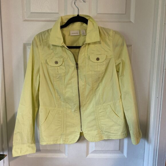 Chico's Jackets & Blazers - Chico’s Light Jacket Women’s Size 0 Yellow Zipper Pockets Long Sleeve